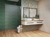 Zielona łazienka z geometrycznymi dekorami