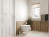 Biel i drewno i klasycznej łazience Tubądzin Royal Place
