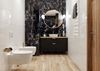 Aranżacja łazienki z kaflami Azario Stone Negro i Carrara