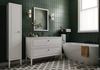 Zielona łazienka z białymi meblami Oristo Montebianco