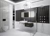 Czarno-biała łazienka z kabiną walk-in Deante Abelia