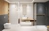 Aranżacja nowoczesnej łazienki w bieli i szarości