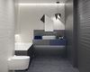 Geometryczna łazienka w bieli i szarości