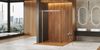 Drewno i beton w łazience z chromowaną kabiną New Trendy Softi