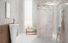 Biały kamień w stylowej łazience z heksagonalnymi dekorami