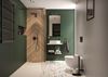 Nowoczesna łazienka w zieleni z kabiną walk-in