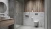 Nowoczesna łazienka z drewnem i cegłą