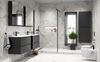 Marmurowa łazienka glamour z antracytowymi meblami