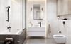 Marmurowa łazienka z połyskliwymi dekorami