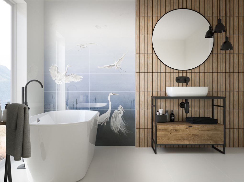 Drewno I Obraz Ceramiczny Tub dzin Heron W Aran acji azienki Domni pl