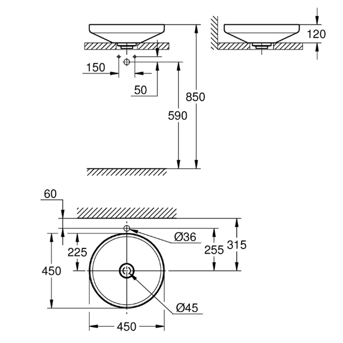 Grohe Airio 3995800H - Umywalka Okrągła 45 - Domni.pl