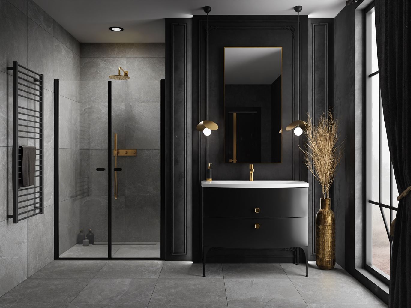 Łazienka z modną czernią w trzech stylach