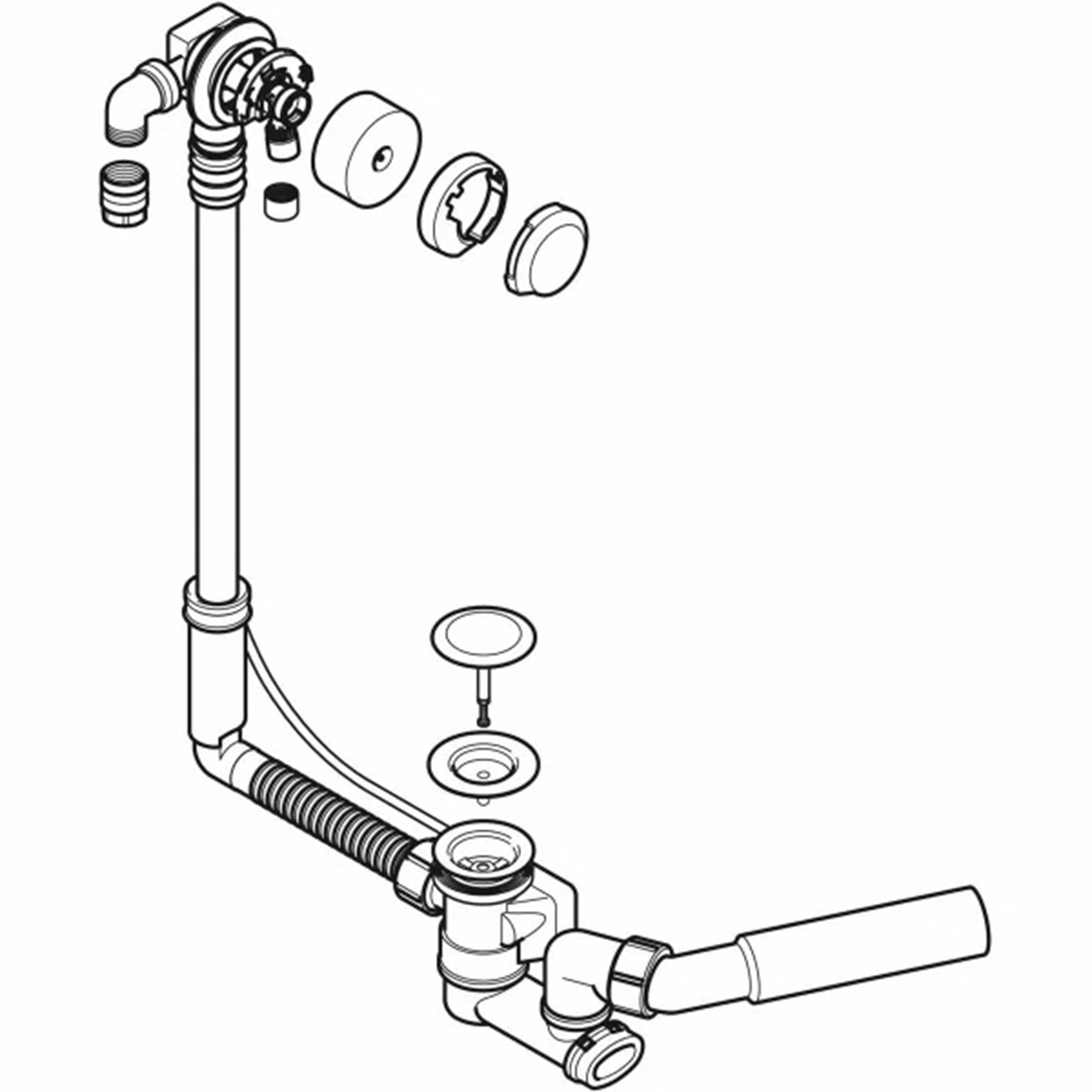 Zestaw Odpływowo-przelewowy PushControl - Geberit - Domni.pl