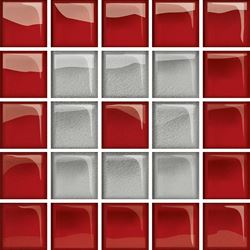 Opoczno Glass Silver/Red Mosaic C New OD660-122