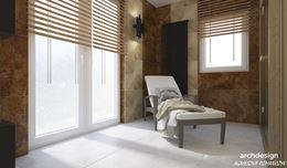 Brązowy balkon z szarymi płytkami