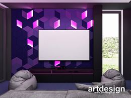 Pokój gier ze ścianą 3d podświetloną w romby
