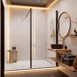 Biała łazienka z kabiną walk-in i ceramiką nablatową