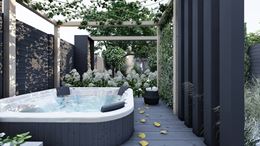 Ogród z jacuzzi na tarasie