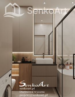 Mała łazienka z motywem pionowych żłobień