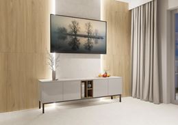 Elegancki salon w drewnie i kamieniu