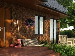 Brązowy klinkier na ścianie rustykalnego domu