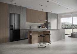 Kuchnia z wyspą w szarym kamieniu