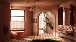 Łazienka glamour w kolorze teracotta