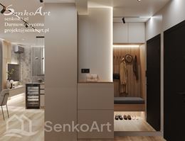 Zabudowa przedpokoju z lustrem i podświetleniami