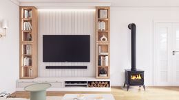 Elegancki salon z białymi panelami