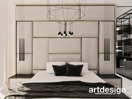 Luksusowa sypialnia z tapicerowaną ścianą