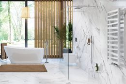 Duża łazienka glamour z kabiną walk-in