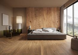 Sypialnia w drewnie z wanną wolnostojącą