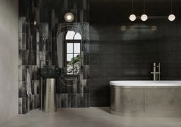 Czarna łazienka w mozaice w stylu glamour