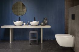 Szaro-niebieska łazienka w stylu eklektycznym