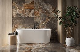 Łazienka w wielkoformatowym, polerowanym kamieniu Azario Meldiva