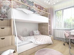 Pokój z tapetą z motywem kwiatów i łóżkiem piętrowym