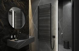 Czarno-szara łazienka z grzejnikiem z kolekcji Instal-Projekt Piko Electro