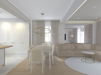 Nowoczesny salon z drewnianą podłogą