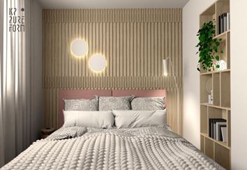Drewniane panele 3d w aranżacji sypialni