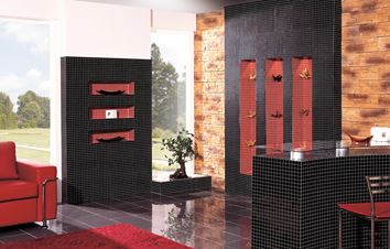 Recepcja w czarnej mozaice i strukturalnym kamieniu