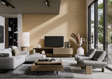 Szarości i beże w salonie wypoczynkowym