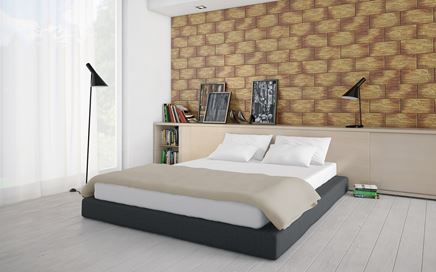 Klinkierowe wykończenie ściany w sypialni