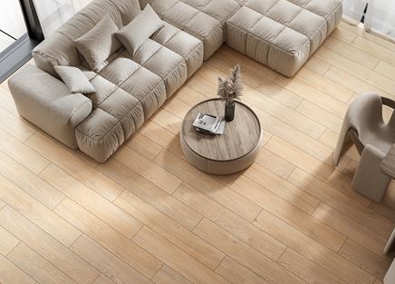 Salon z beżową podłogą Cerrad Neosimple