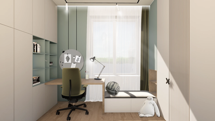 Szaro-zielona strefa do nauki przy oknie