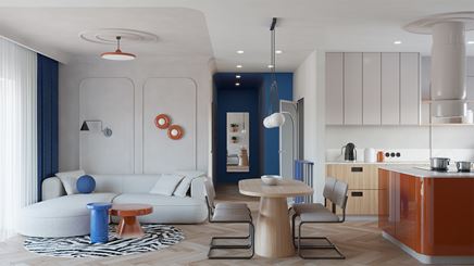 Strefa dzienna w stylu dopamine decor