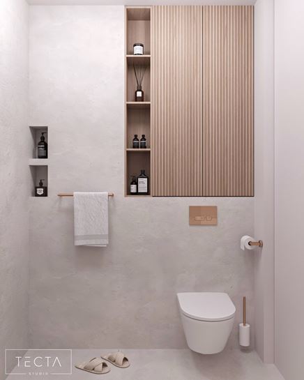 Łazienka minimalistyczna w szarym mikrocemencie