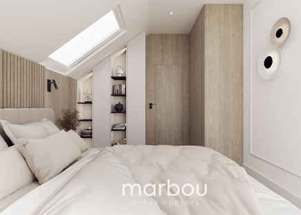 Przytulna sypialnia z bielą i drewnem