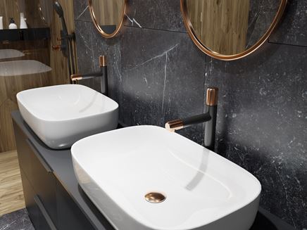 Baterie w stylu glamour w stylowej łazience