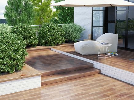 Aranżacja tarasu wypoczynkowego w kolekcji Setim nugat