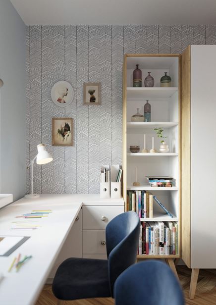 Mała biblioteczka w kąciku do pracy